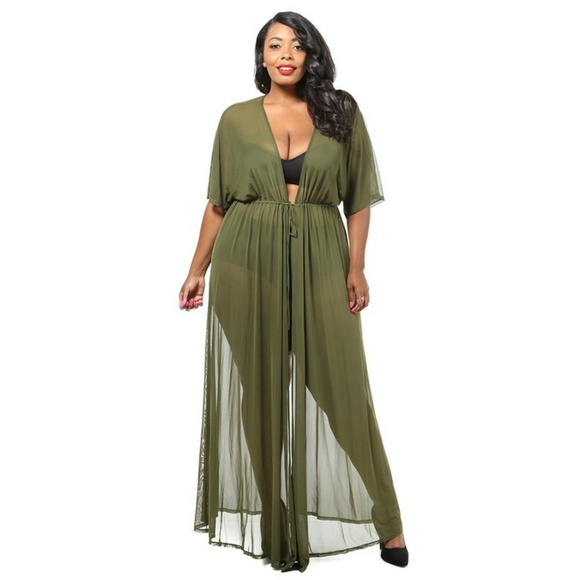 NEW PLUS MESH MAXI COVER UP - Picture 2 of 2